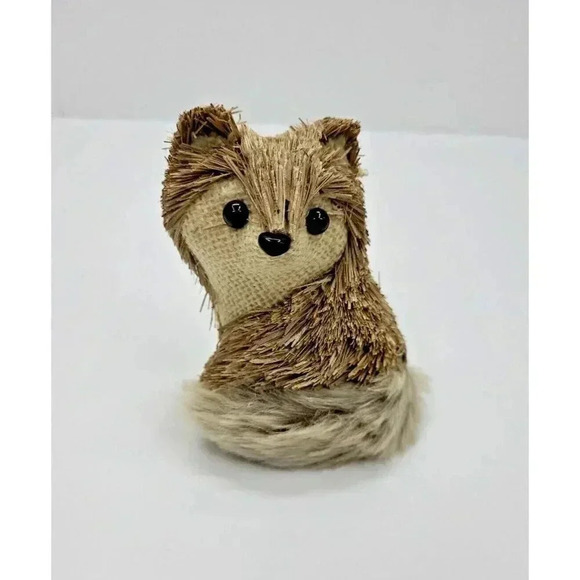 Other - Sisal Rustic Bristle Straw Fox Animal Figure Bottlebrush Mantle Shelf Decor